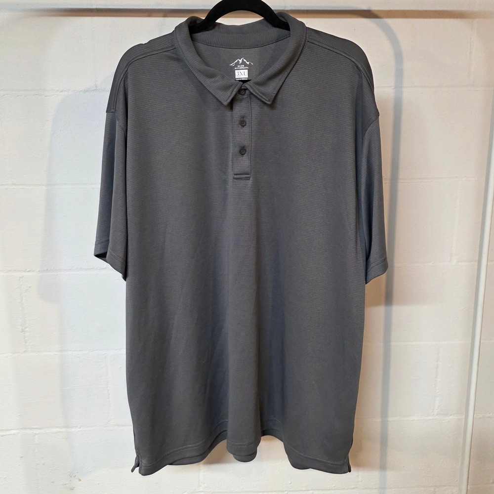 CLEARANCE 💲6️⃣ Blue Mountain Men's Gray Ribbed Soft Polo 3XL Short Casual
